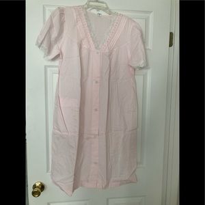 Robe with pink lace and snaps. Easy on off.  NWOT